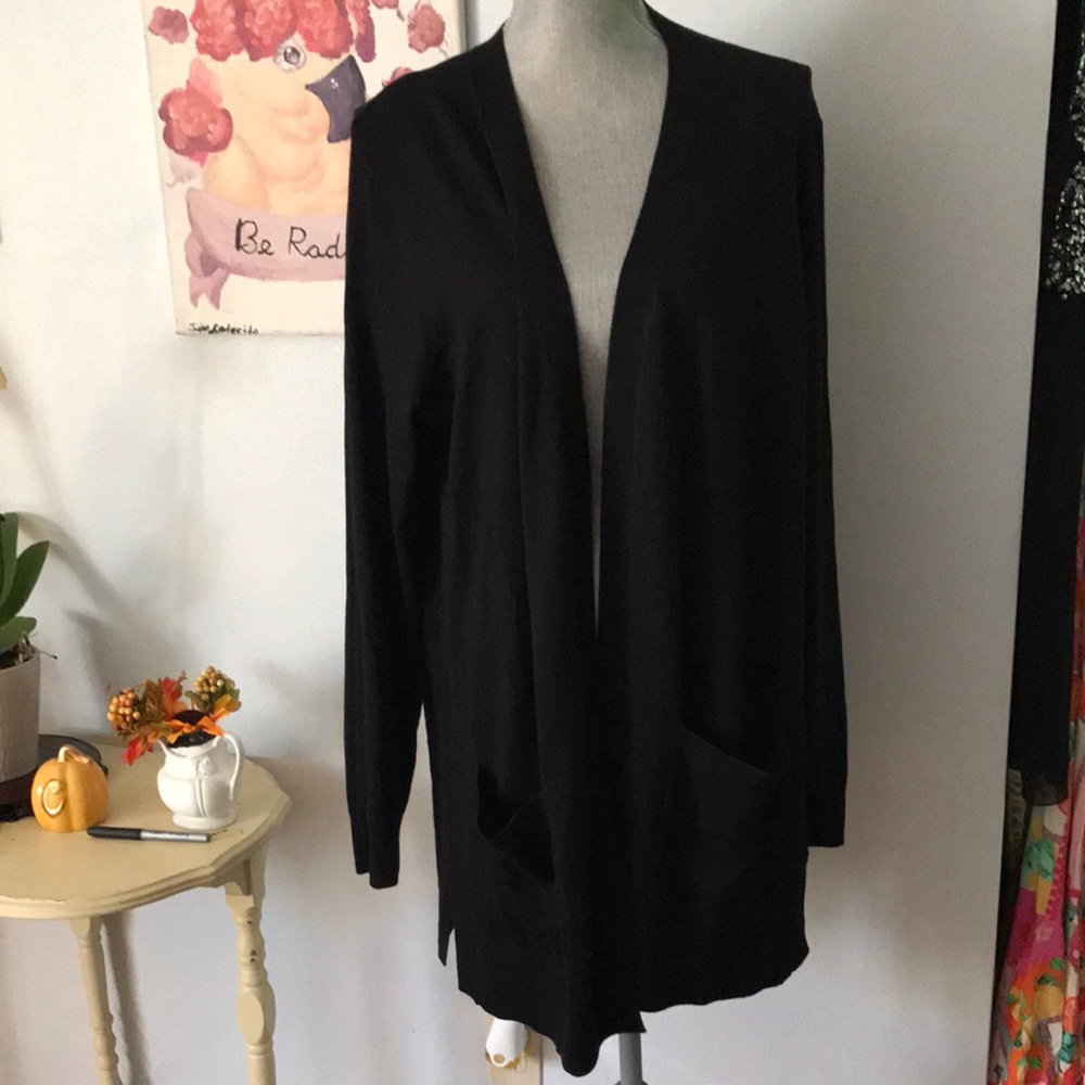 Matty M Black Open-Front Women’s Cardigan XXL